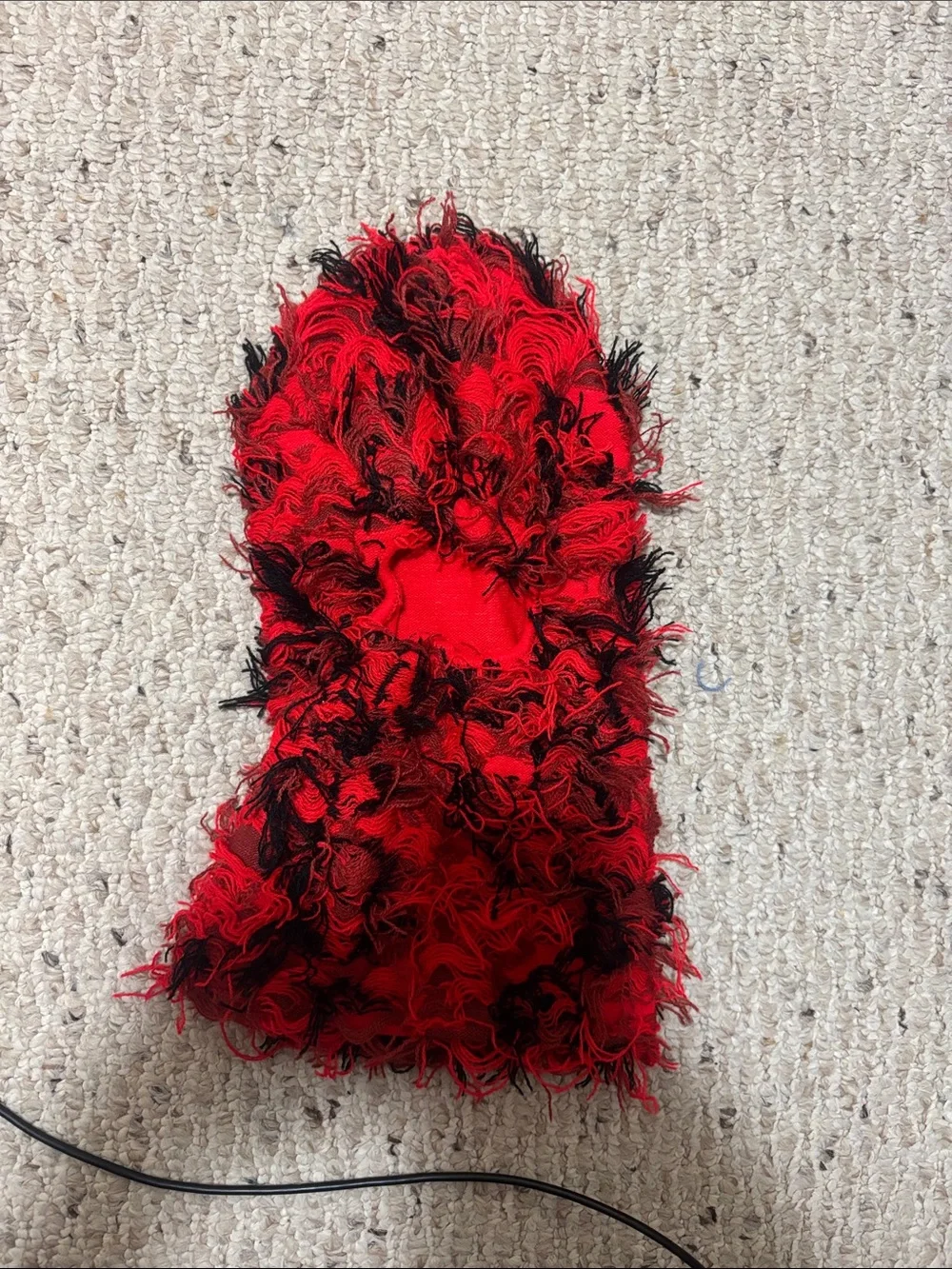 Red and Black Fuzzy Knit Ski Mask